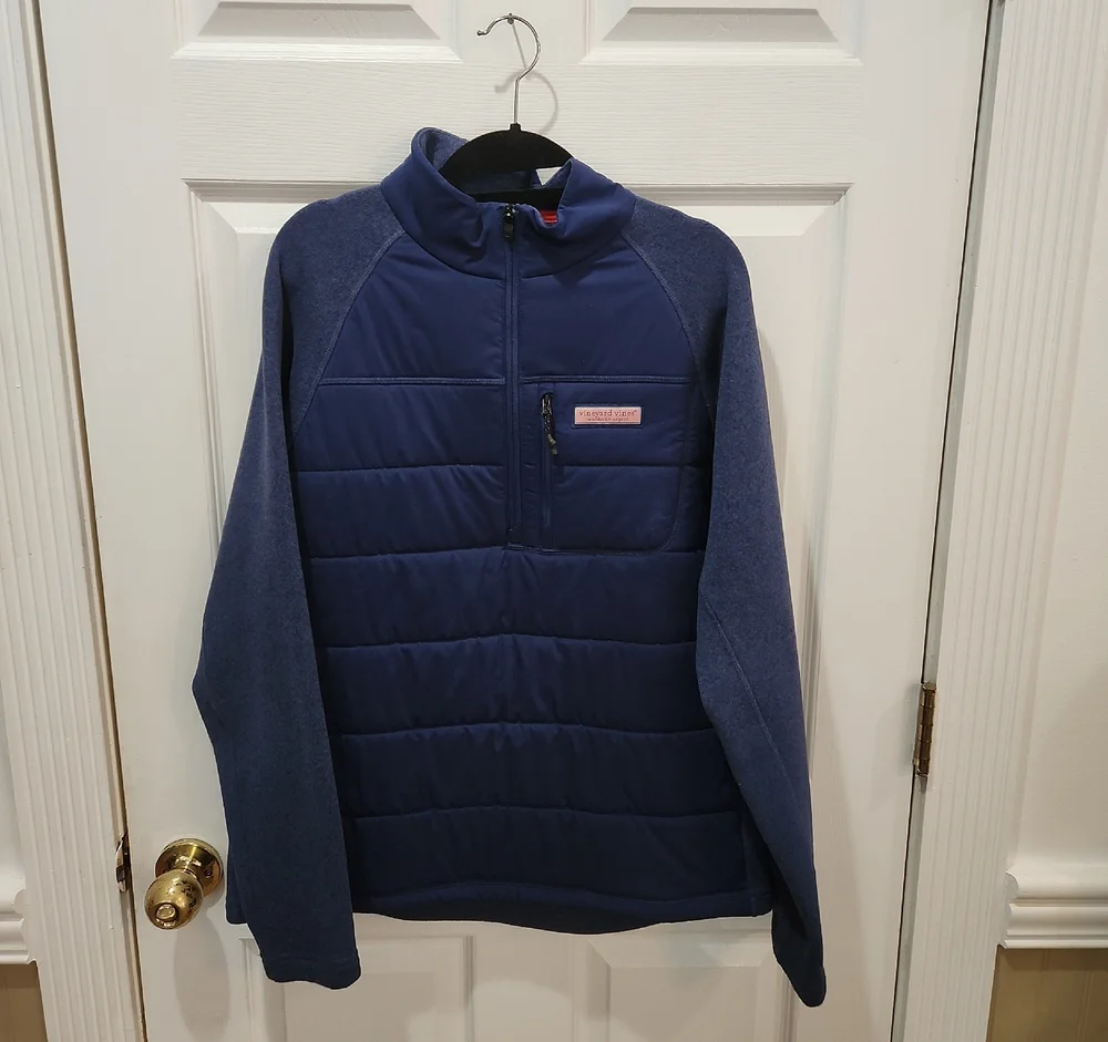 Vineyard Vines Navy Blue Quilted Pullover Men's Size M